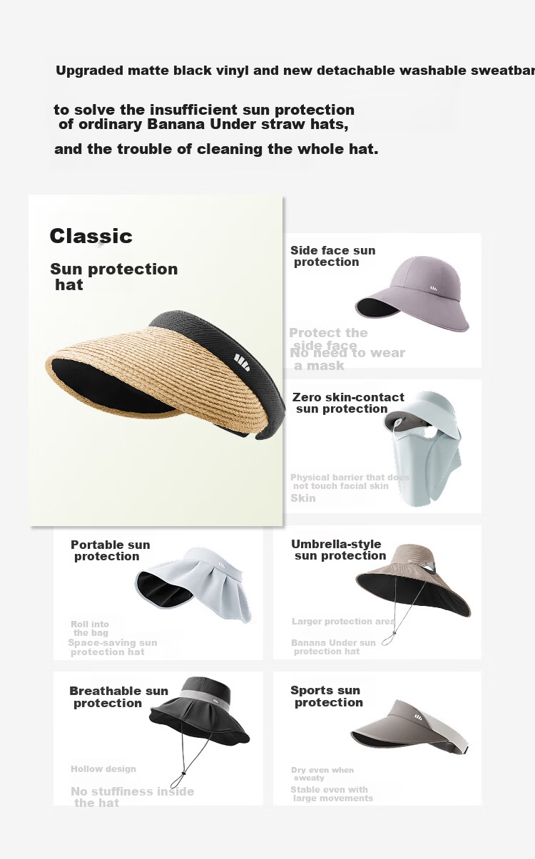 Beneunder Sun Hat Straw Hat UV Protection Women's Sunshade Hat Open Top Hat Black Coating BM562 Oak Brown 1