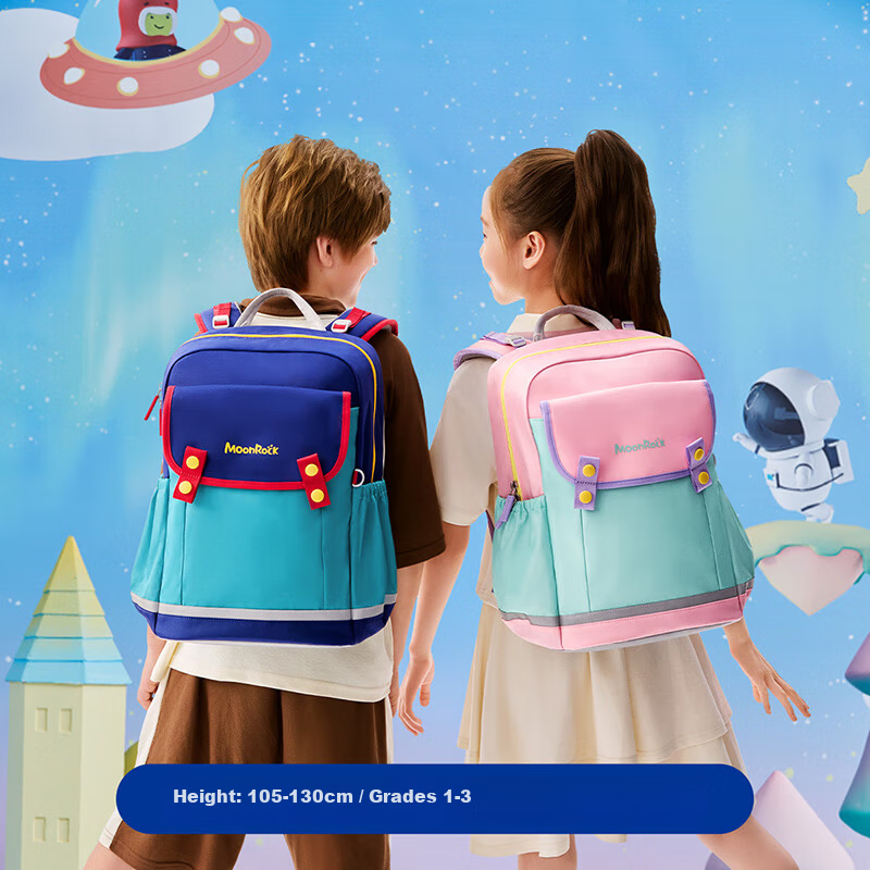 MoonRock 2025 New Children's Ergonomic Backpack Lightweight First Grade School Bag Wisteria