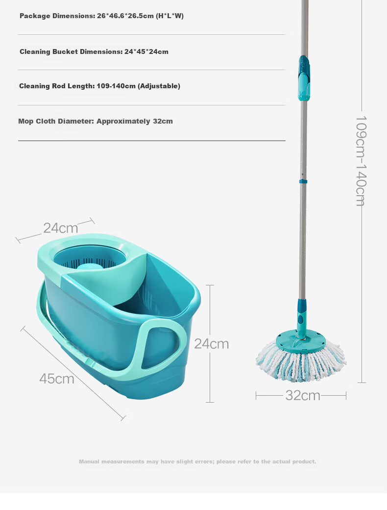 Likui German Imported 32cm Rotating Mop with 1 Cloth and Bucket Set, Telescopic Handle, Hands-Free Washing, Household Floor Cleaning Tool 18