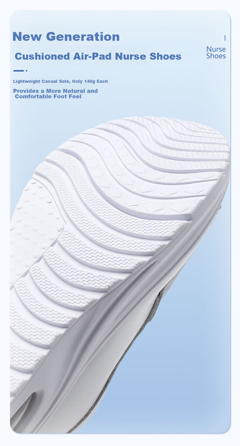 Feiying Cushion Nurse Shoes Women Soft Sole Breathable Hollow Anti-Fatigue Medical Work Shoes 2-6816 White Size 40 7