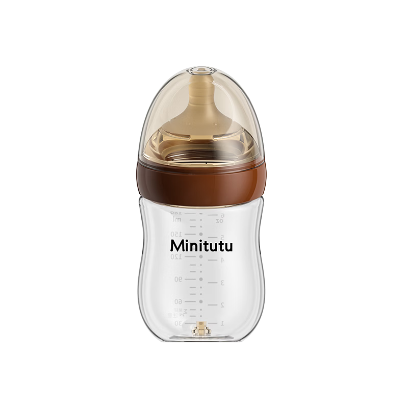 MINITUTU Baby Anti-Colic Bottle, High Borosilicate Silicone Feeding Bottle with Center Vent, 160ml
