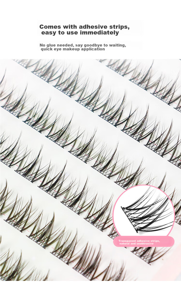 UPLUS Self-Adhesive False Eyelashes (Double-Tip Small Flame Lower Lashes, 120 Clusters) Transparent Stem Beginner Eyelash Kit Gift 5