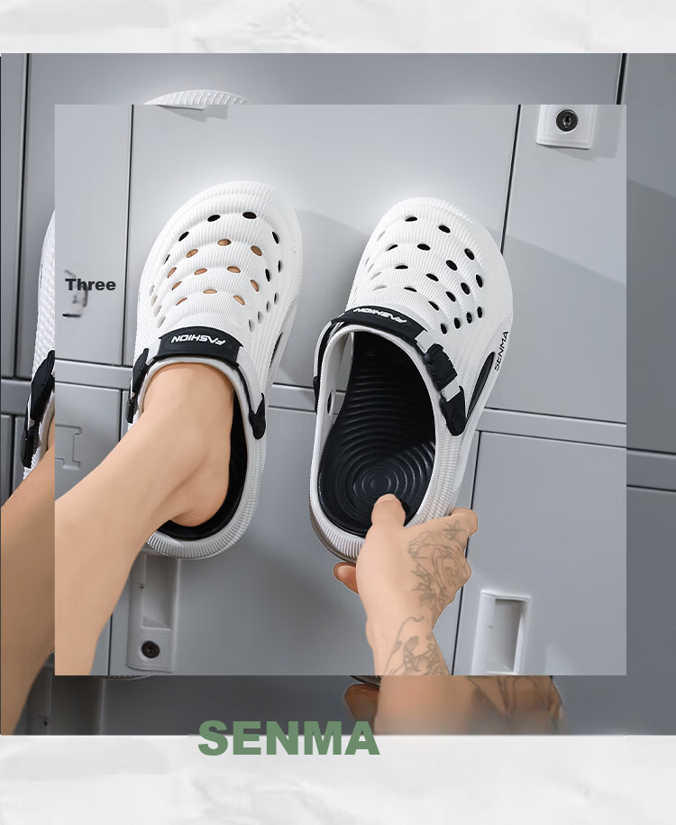 Senma Men's Hole Shoes 2026 New Summer Hot Style Outdoor Non-slip Closed-toe Slippers Dual-use Driving Beach Sandals 5