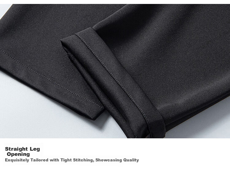 MULINSEN Men's Spring Autumn Straight Leg Stretch Wrinkle-Resistant Solid Color Simple Commuter Casual Trousers Black 38 19