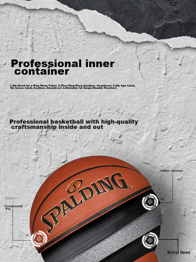 SPALDING Basketball, Size 7 PU, Gold Classic Series, Indoor And Outdoor Use, Professional Competition, Adult Basketball, 76-857Y 5