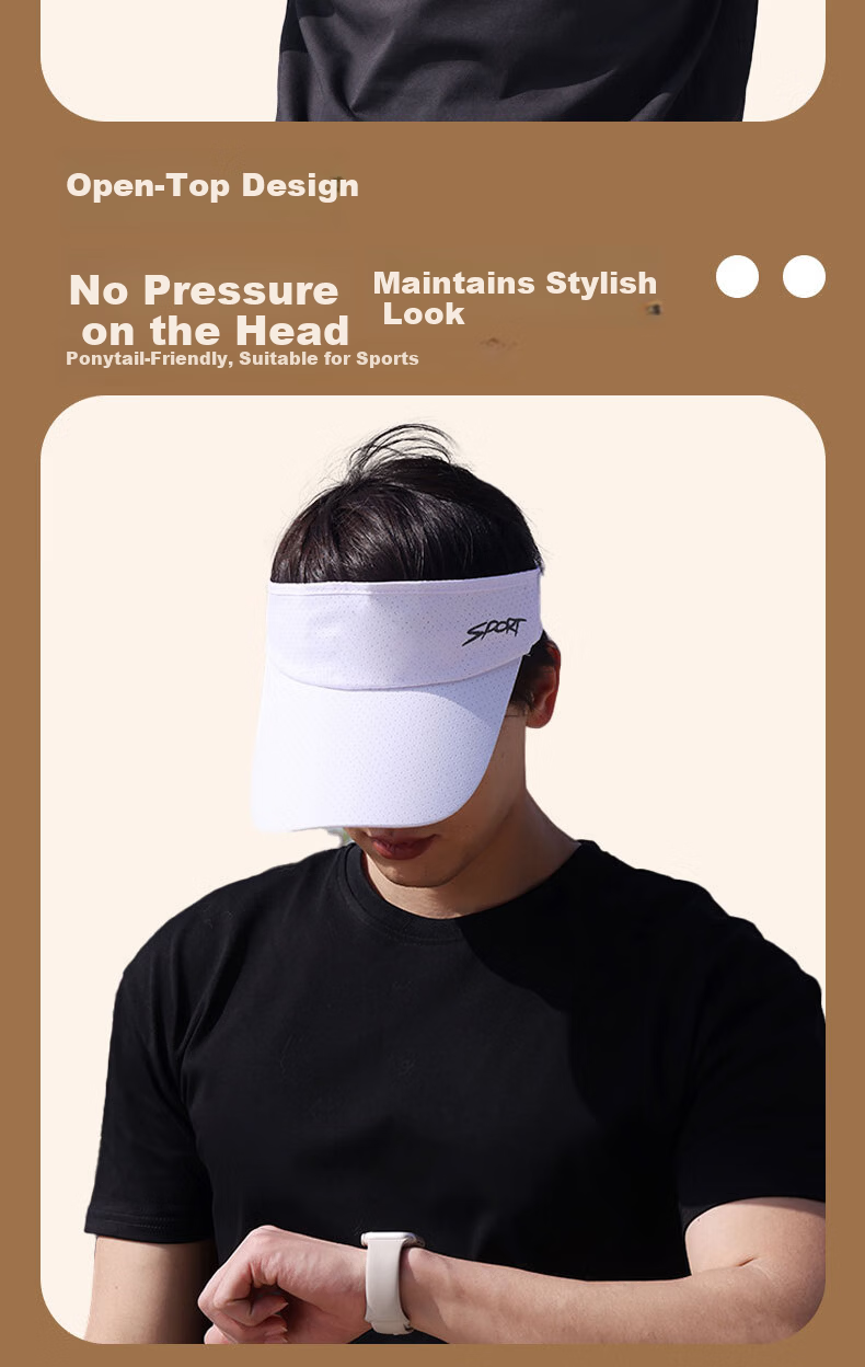 Bejirog Women's Summer Sports Running Sweat-Absorbing Quick-Dry Open-Top Breathable Sun Protection Baseball Cap Fashion Sun Hat for Men 3