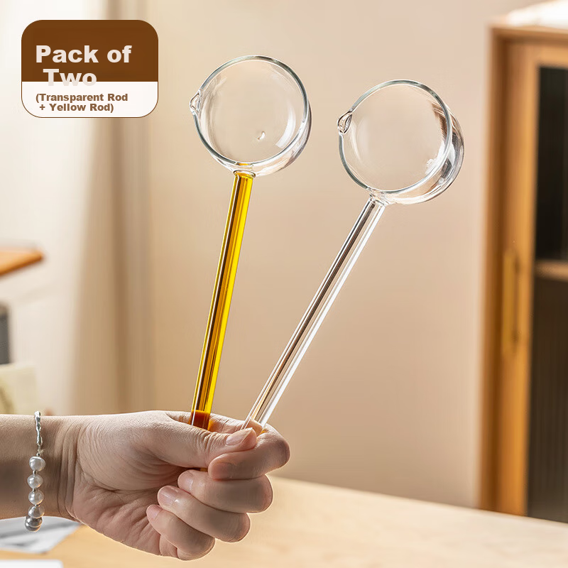 CRISTALGLASS High Borosilicate Long Handle Glass Spoon Large Household Soup Spoon Personal Dessert Stirring Spoon Snail Noodle Slurping Spoon