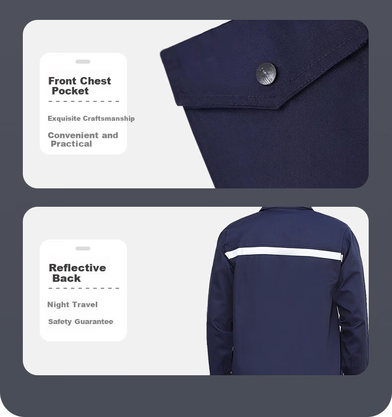 Leyoubaiyi Long Sleeve Workwear Set Men Durable Factory Workshop Uniform Reflective Stripes Auto Repair Labor Protection Spring Autumn Dark Blue Thickened Long Sleeve Size 190 10