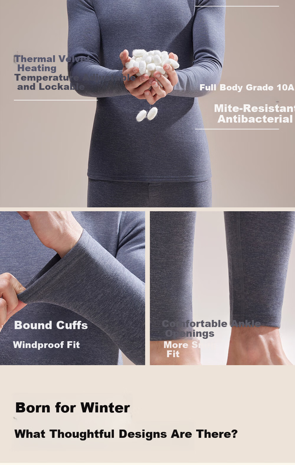 Urban Beauty [Tencel Modal] Thermal Underwear Set for Men Autumn Long Johns and Shirt, German Velvet Heat-Generating, Fleece-Lined, Thickened Autumn Winter New Arrival 3