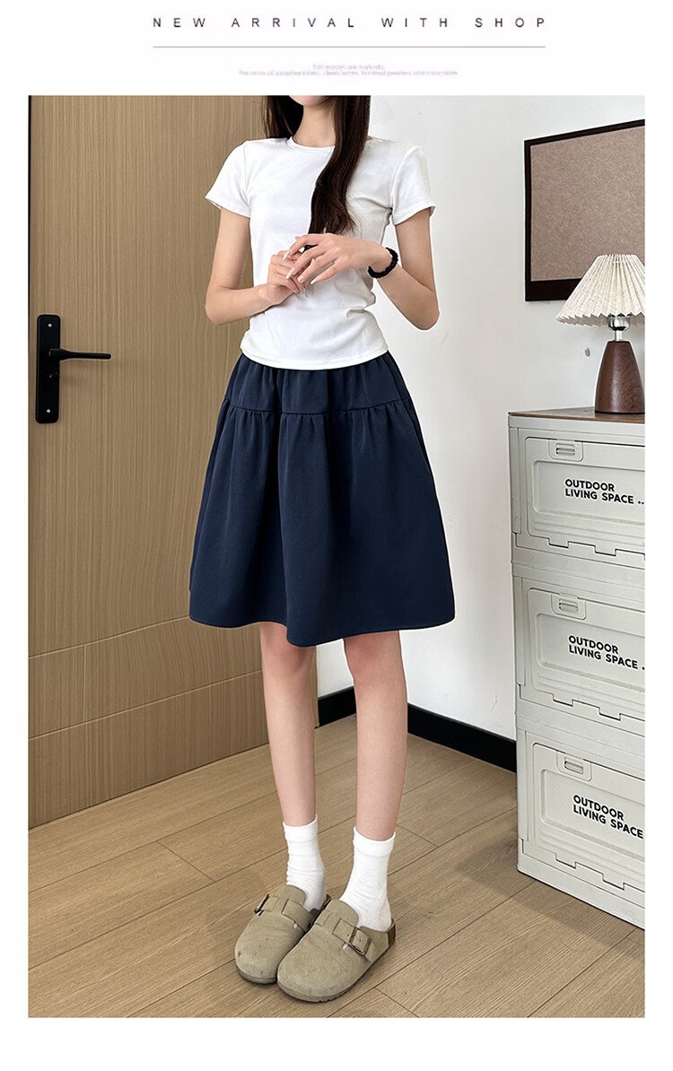 Free Style Japanese Half-Length Skirt for Women 2026 Summer Thin Versatile Slim Fit Petite A-Line Skirt College Style Tulip Five-Point Skirt 10