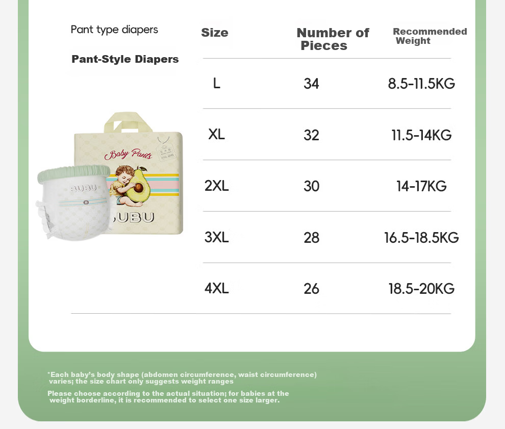BUBU Shea Butter Diapers L80 (8.5-11.5KG) Breathable Ultra-Thin Toddler Pants Baby Hip Protection Diapers 3