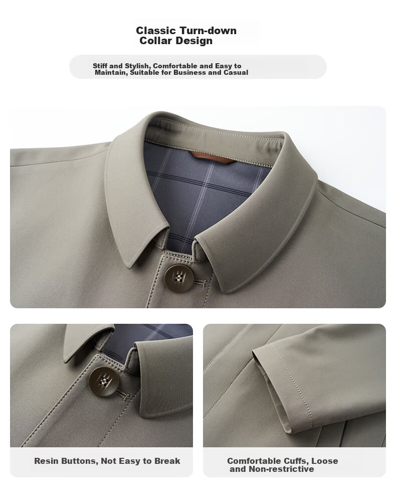 Shanshan Anti-Wrinkle Jacket Men's Spring Autumn Lapel Business Executive Workwear Coat Middle-aged and Young Dad Casual Top 3
