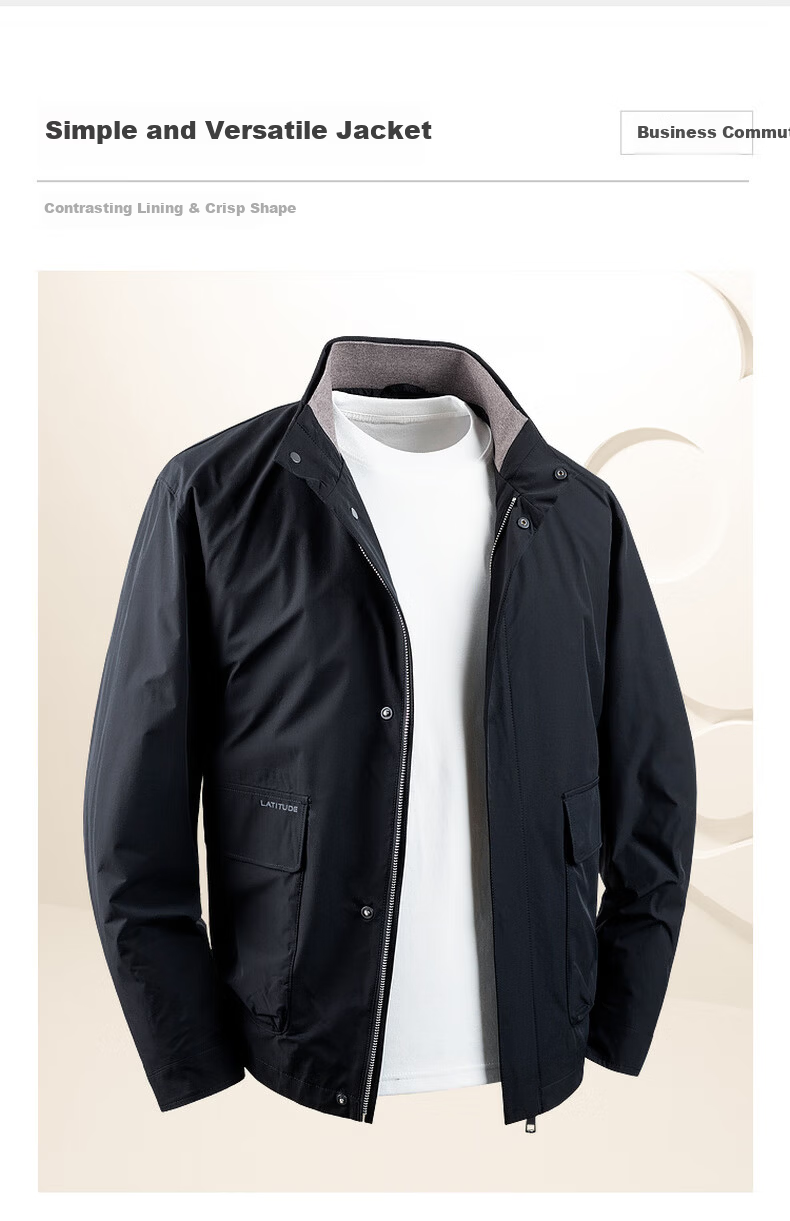 MONTAGUT Men's Hunting Jacket Autumn Windproof Wrinkle-Resistant Easy-Care Business Casual Coat Navy XL 3