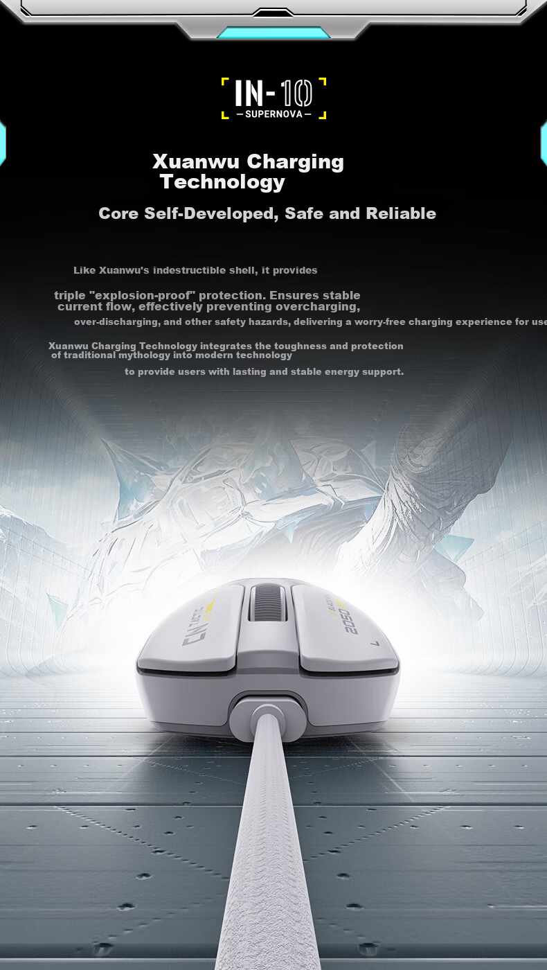 INPHIC IN10 Wireless Gaming Mouse, Wired Bluetooth Tri-Mode PAW3395, Lightweight for Small And Medium Hands, E-Sports, 26k DPI/8K Polling Rate, Huanuo Yi Csgo, Black 13
