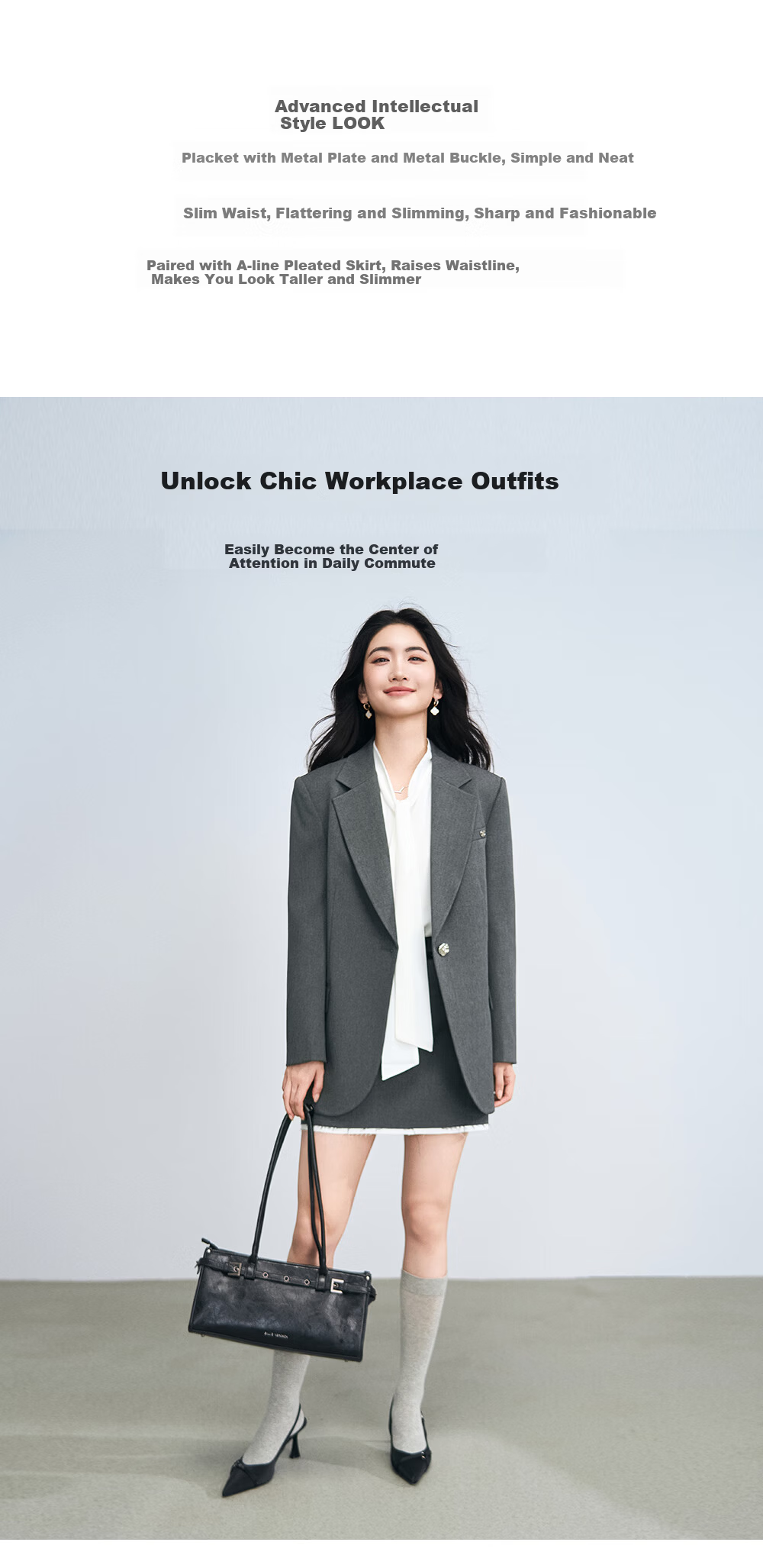 Miss Bird Gray Suit Set Women's Autumn Business Formal Bank Professional Straight-Leg Blazer for College Commuting 2
