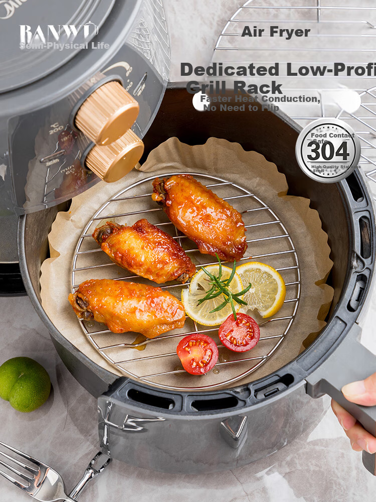 Banwu Life Air Fryer Rack Barbecue Rack Household Oven Stainless Steel Hanging Oven Rack Vertical Grill Skewer Barbecue Rack 4
