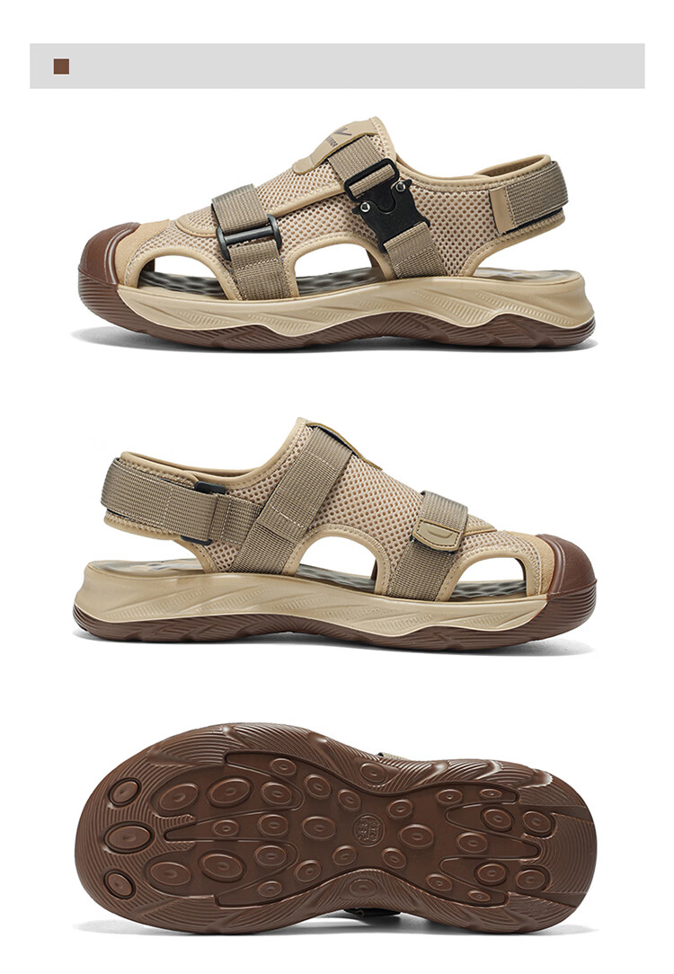 Warrior Men's Summer 2026 New Breathable Mesh Sandals Versatile Outdoor Closed-Toe Slippers Khaki Size 40 18