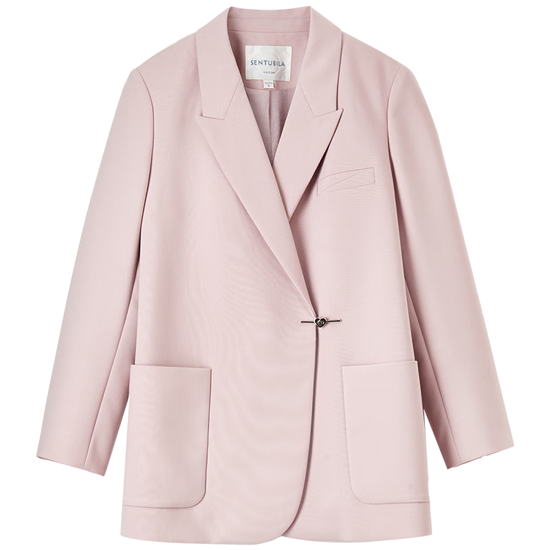 Sentubila Casual Commuter Blazer for Women, Spring And Autumn Loose Fit Jacket, High-End Outfit, Small Suit, Pink, L