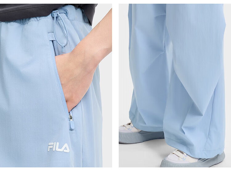 FILA Women's Woven Long Pants 2026 Summer Casual Loose Cool Sun-Protective Straight-Leg Trousers [Han So-hee Style] 55