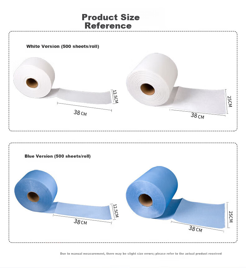 Buran Dust-Free Industrial Wiping Paper Oil Absorption Lab Wipes 25x38cm 500 Sheets/Roll Blue 11