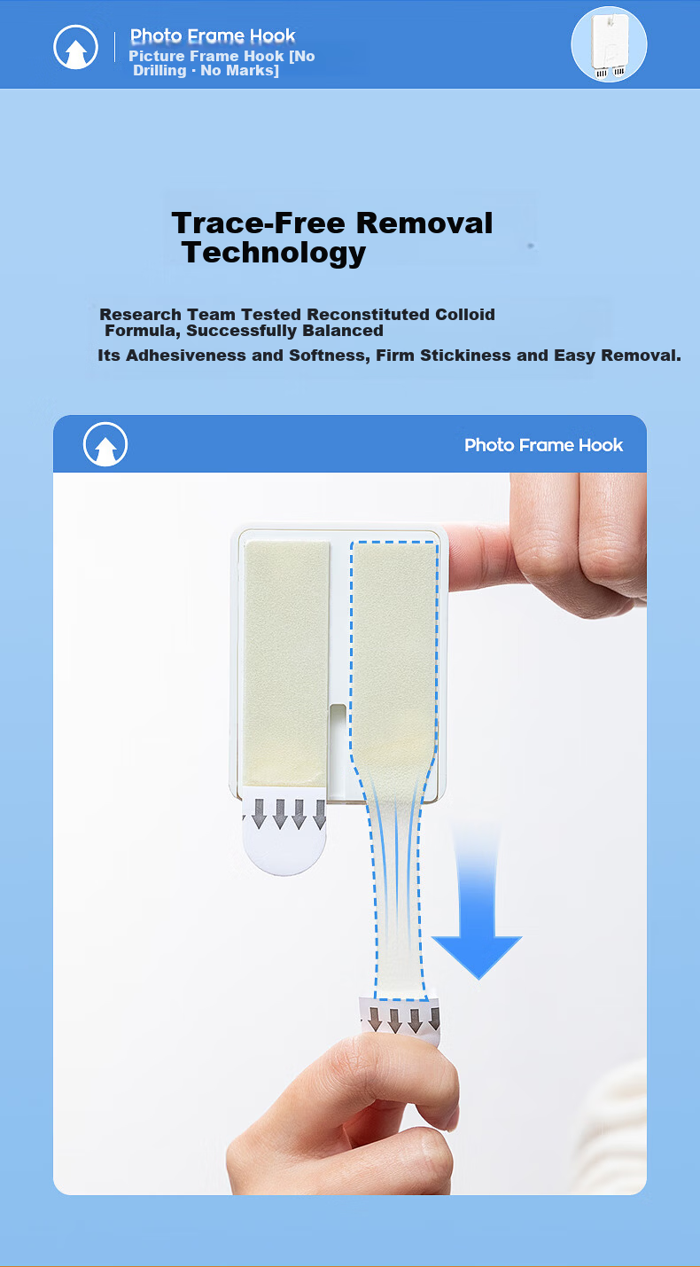 Taili Picture Frame Hook Model B Strong No-Trace Wall Hook for Hanging Wedding Photos and Frames, No Drilling Wall Mounting Tool 8
