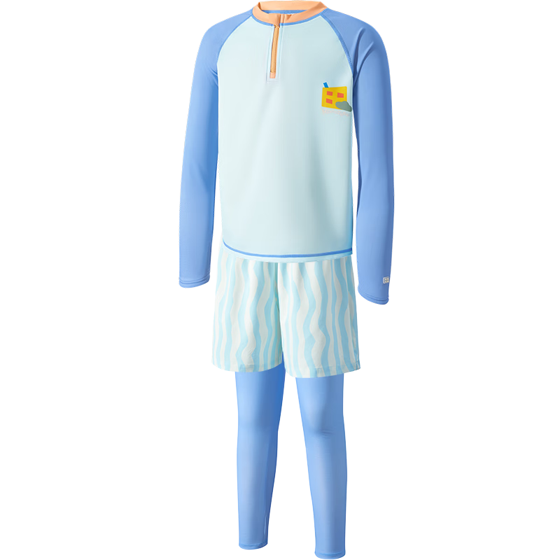 Kocotree KK Tree Kids Swimwear Original Yarn Sun Protection Boys and Girls Two-Mode Wet and Dry Split Swimsuit Long Sleeve Island-Level Three-Piece Set