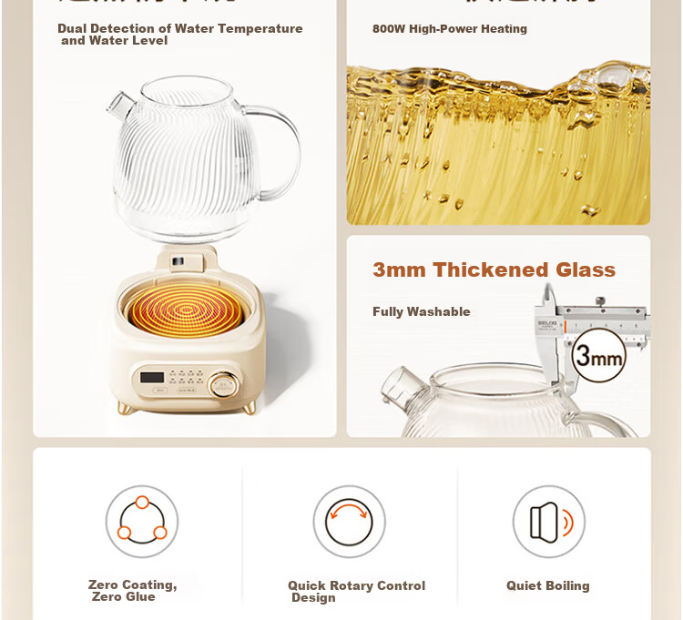 Joyoung 1L Household Electric Kettle Multifunctional Tea Maker Pure Glass Health Pot Constant Temperature Electric Water Boiler 24H Reservation K10D-WY107 3