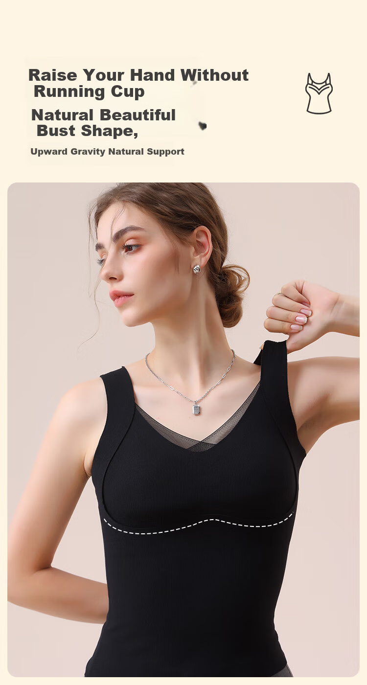 MiiOW Women's Thermal Vest Innerwear with Cashmere and Silk, Padded Camisole, Bra-Free, Fleece-Lined, Thickened, Coffee Color, 2XL 10