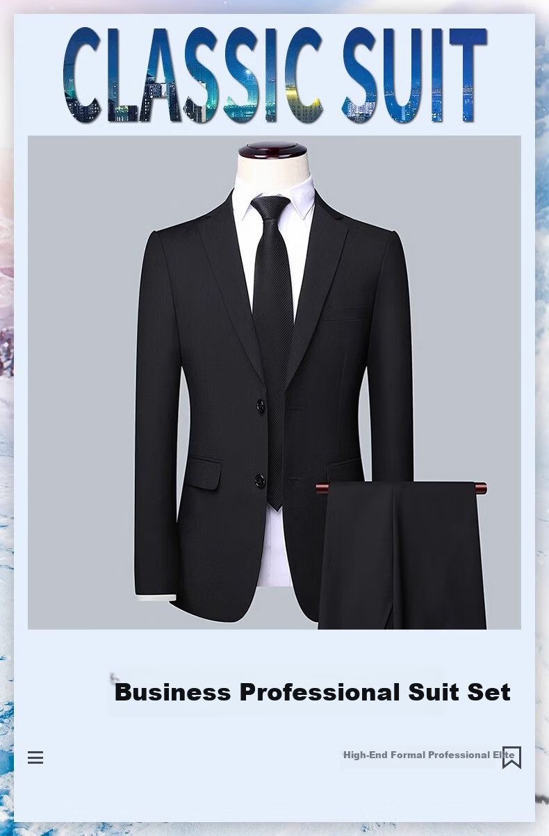 ROMON Men's Slim Fit Business Suit Groom Wedding Tuxedo Black 2XL 2