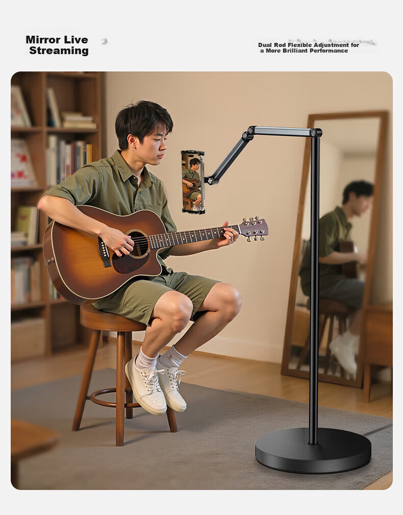 Kewo [Upgraded Thickened] Lazy Tablet Floor Stand Phone Holder Multifunctional Live Streaming Adjustable Telescopic Lazy Stand Bedside Video Watching Universal 18