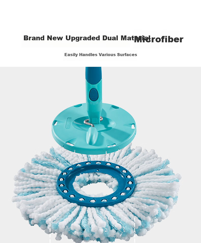 Likui German Imported 32cm Rotating Mop with 1 Cloth and Bucket Set, Telescopic Handle, Hands-Free Washing, Household Floor Cleaning Tool 5