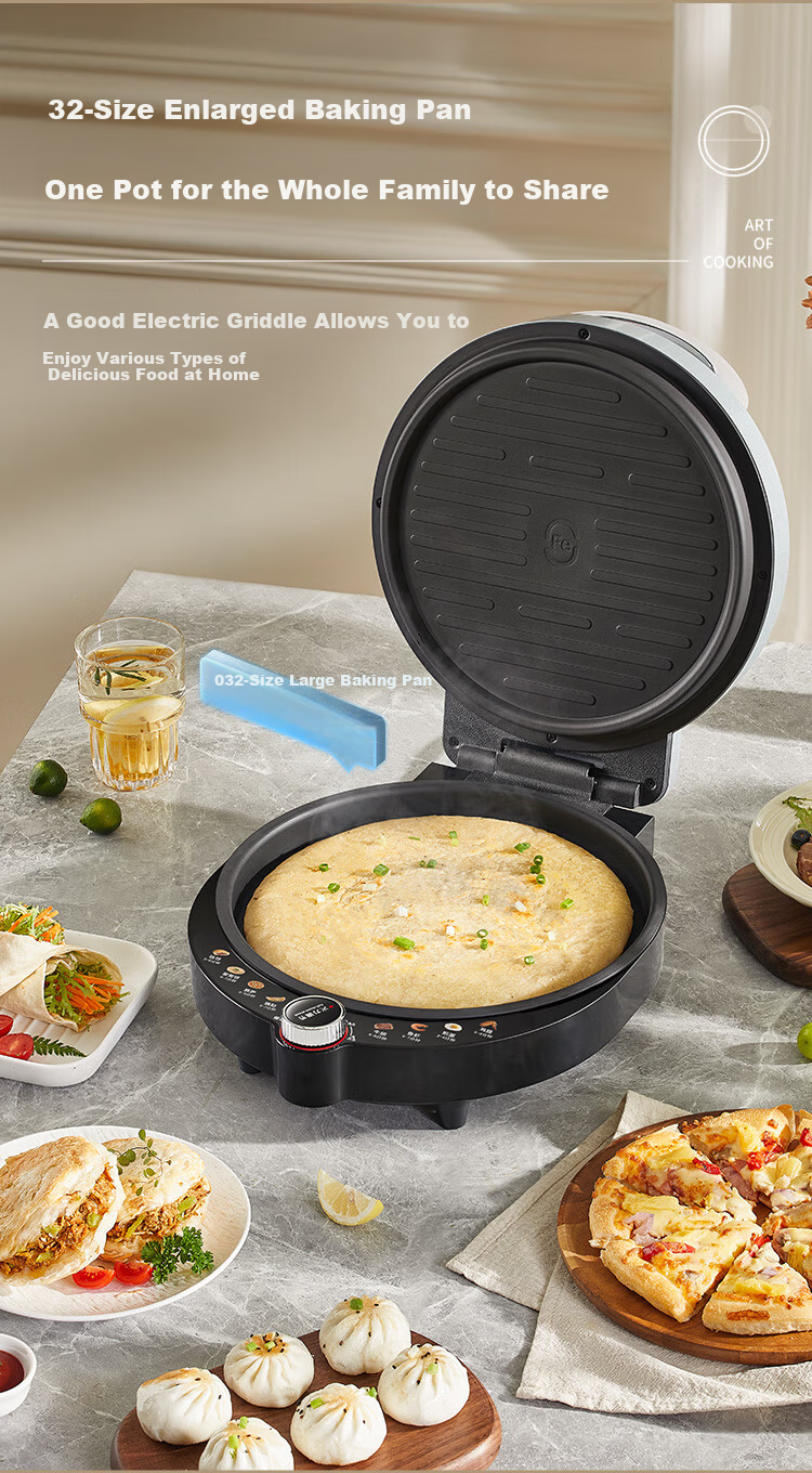 Liven Stainless Steel Electric Griddle for Home Use, Non-Coated, 38mm Deep, 1800W Double-Sided Heating, Pancake Maker, Uncoated Electric Frying Pan, Breakfast Machine LR-B3097 10