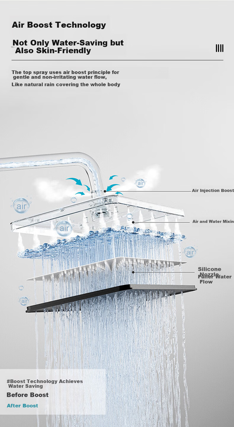 KEGOO Shower Set Integrated Four-Function Piano Key Bathroom High-Pressure Shower Head Bathing Kit K4108 10