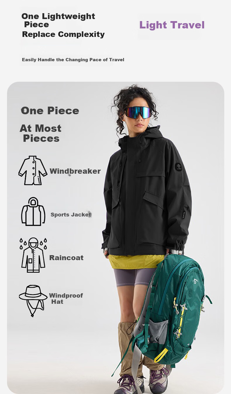 BOPRUIEY Unisex Outdoor Waterproof Windproof Hooded Jacket Autumn American Style Hiking Mountaineering Coat 10
