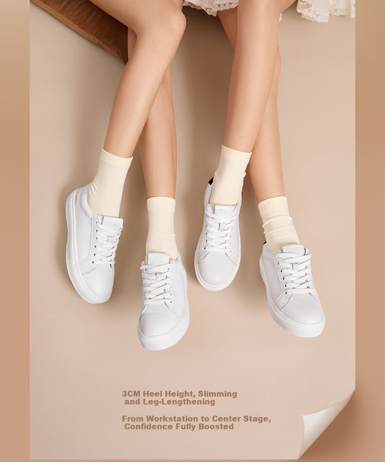 CAMEL Women's Minimalist Casual White Leather Flat Lace-up Sneakers L24S504610 White 40 9