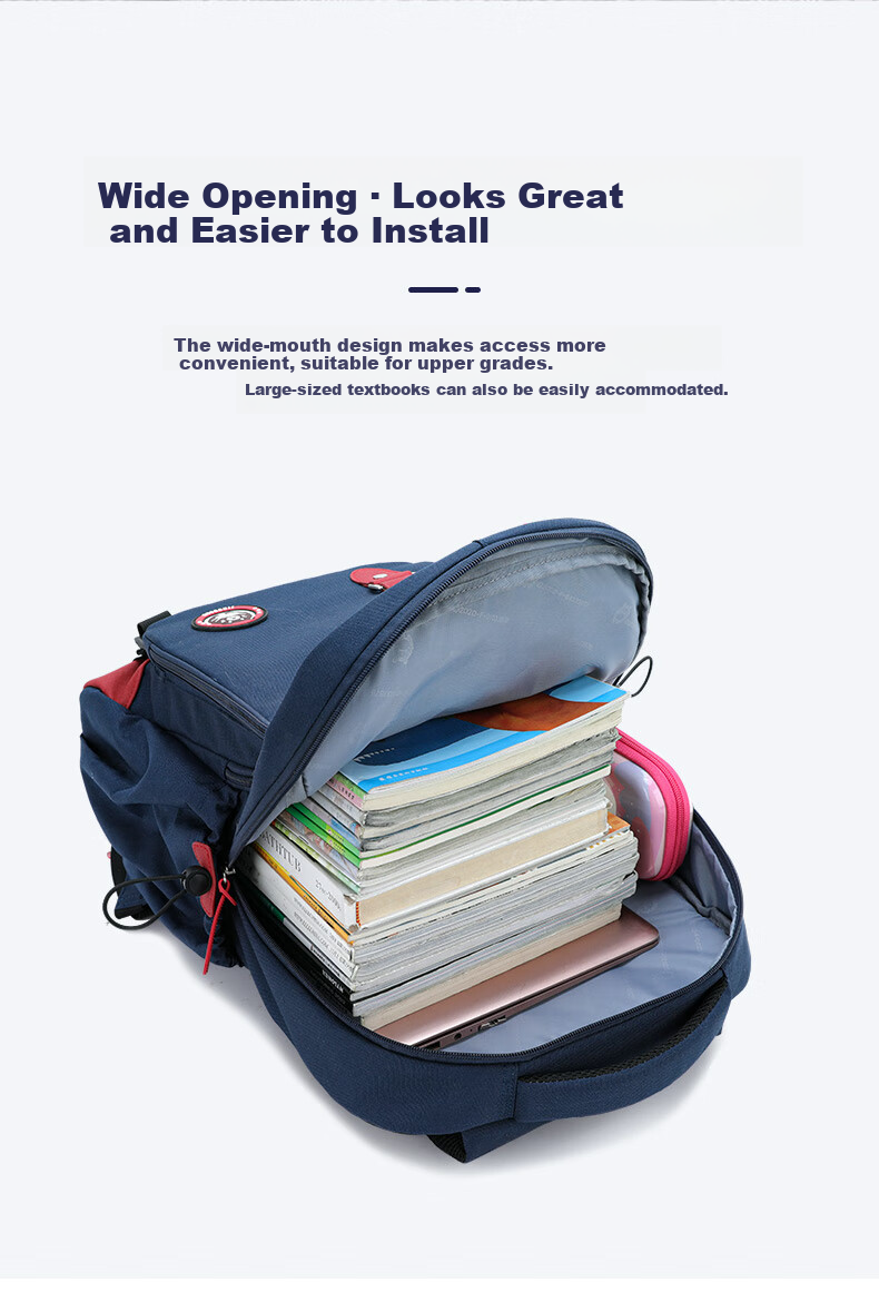 Almost Bear Middle School Student Backpack Boys Lightweight Load-Reducing Spine Protection Elementary School Girls Multi-Compartment Large Capacity Backpack for Grades 3 to 6 14