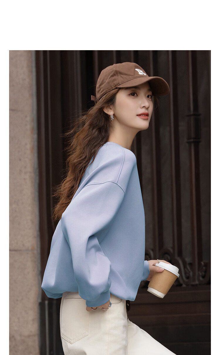 Demana [Comfort Elastic Air Layer] Spring Simple Style Round Neck Handmade Knot Drawstring Wide Shoulder Petite Women's Sweatshirt 13
