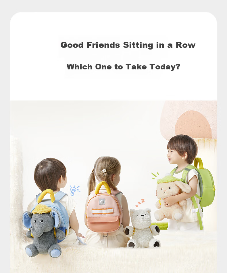 Babycare Kids Plush Backpack Handbag Soothing Double Shoulder Bag Infant Anti-Lost Harness Baby Backpack 8