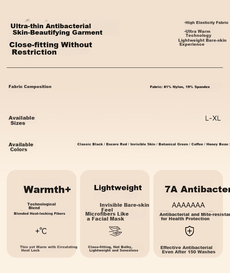 GUJIN Invisible Skin-Friendly Slim Anti-Static Thermal Underwear Set for Women Thin Base Layer Autumn Top and Bottom 1