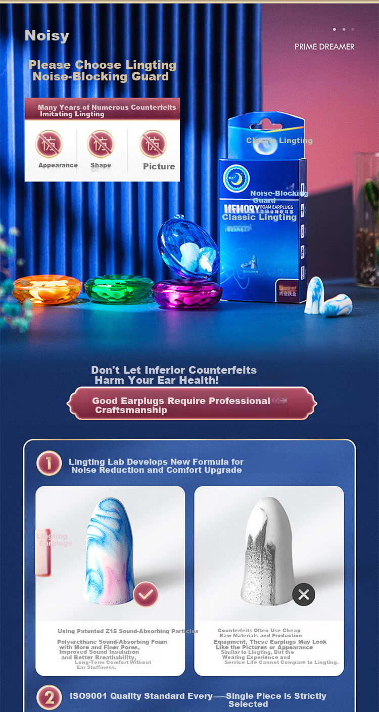 LingTing Soundproof Earplugs Noise Reduction Sleep Anti-Snoring for Men Women Students Nap Colorful 1 Pair + 1 Portable Case 4