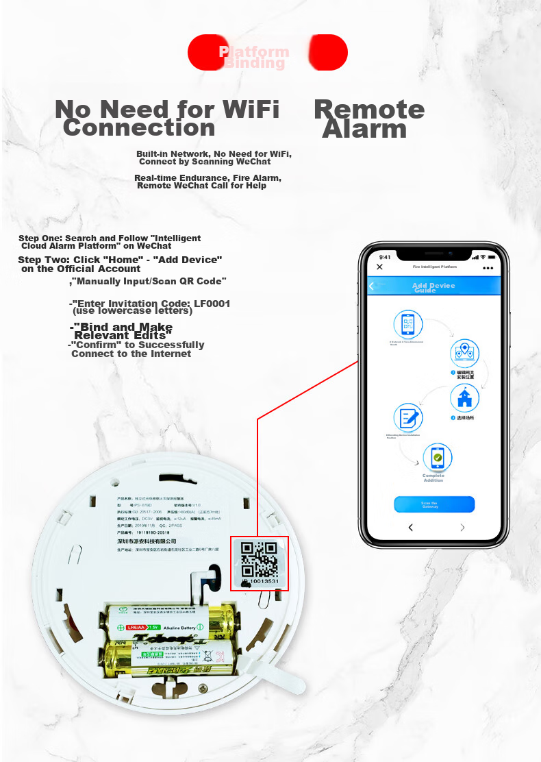 LFang PS-818 Smoke Alarm, Fire Safety 3C Certified, Fire And Smoke Temperature Alarm, for Home And Commercial Use, Remote Alarm 10