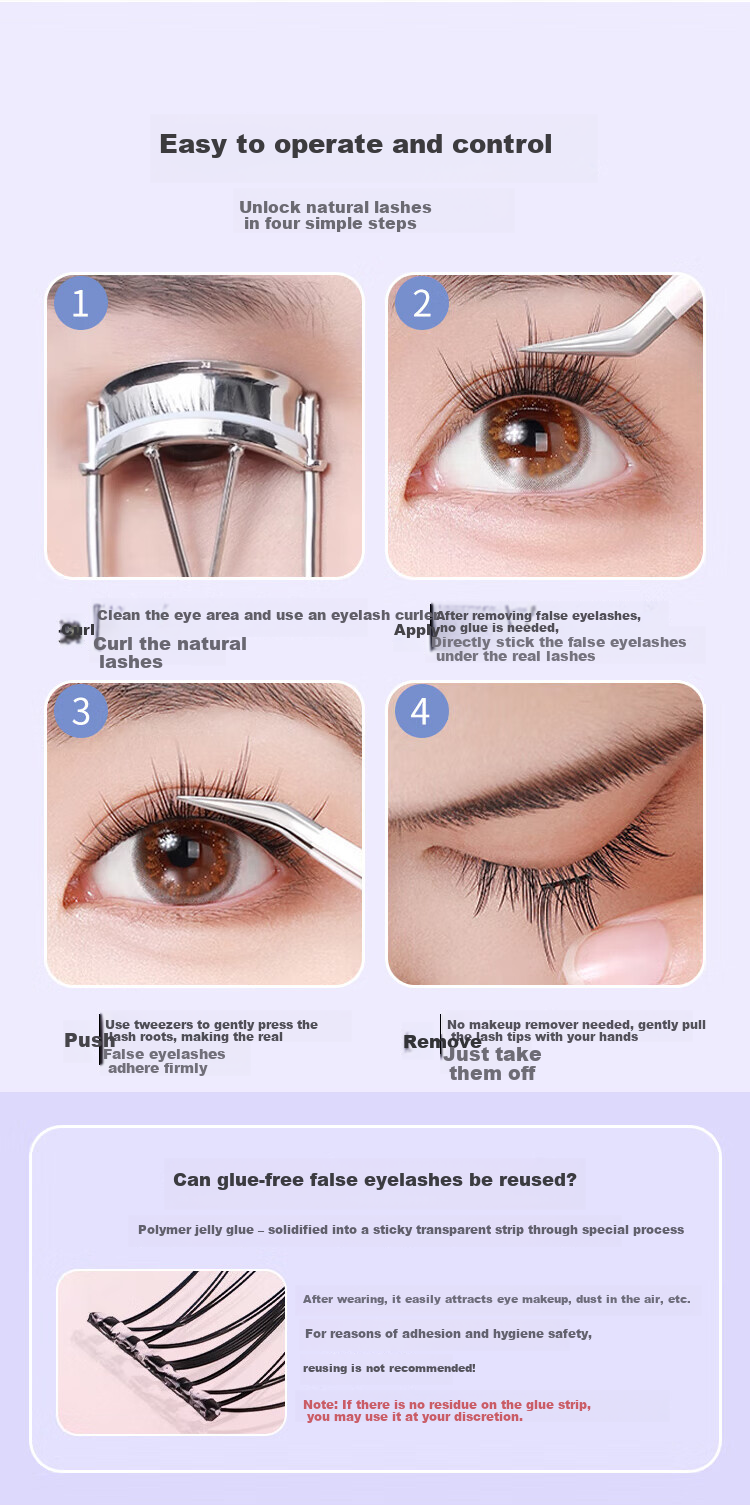 UPLUS Self-Adhesive False Eyelashes (Double-Tip Small Flame Lower Lashes, 120 Clusters) Transparent Stem Beginner Eyelash Kit Gift 12