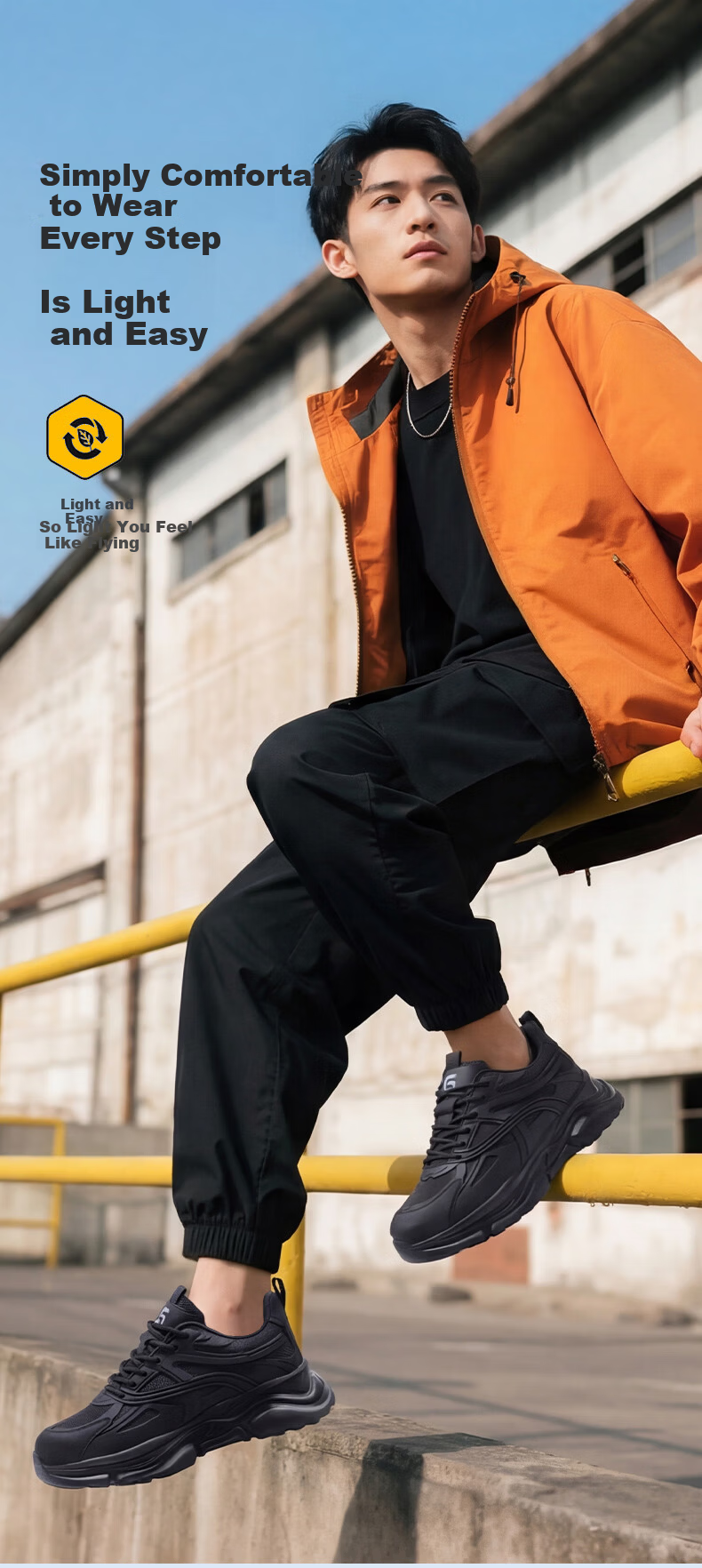 Weirdun Men's Summer Breathable Steel Toe Safety Work Shoes Anti-Smash Anti-Puncture Ultra-Light Soft Construction Site Safety Shoes 5061 Size 41 3