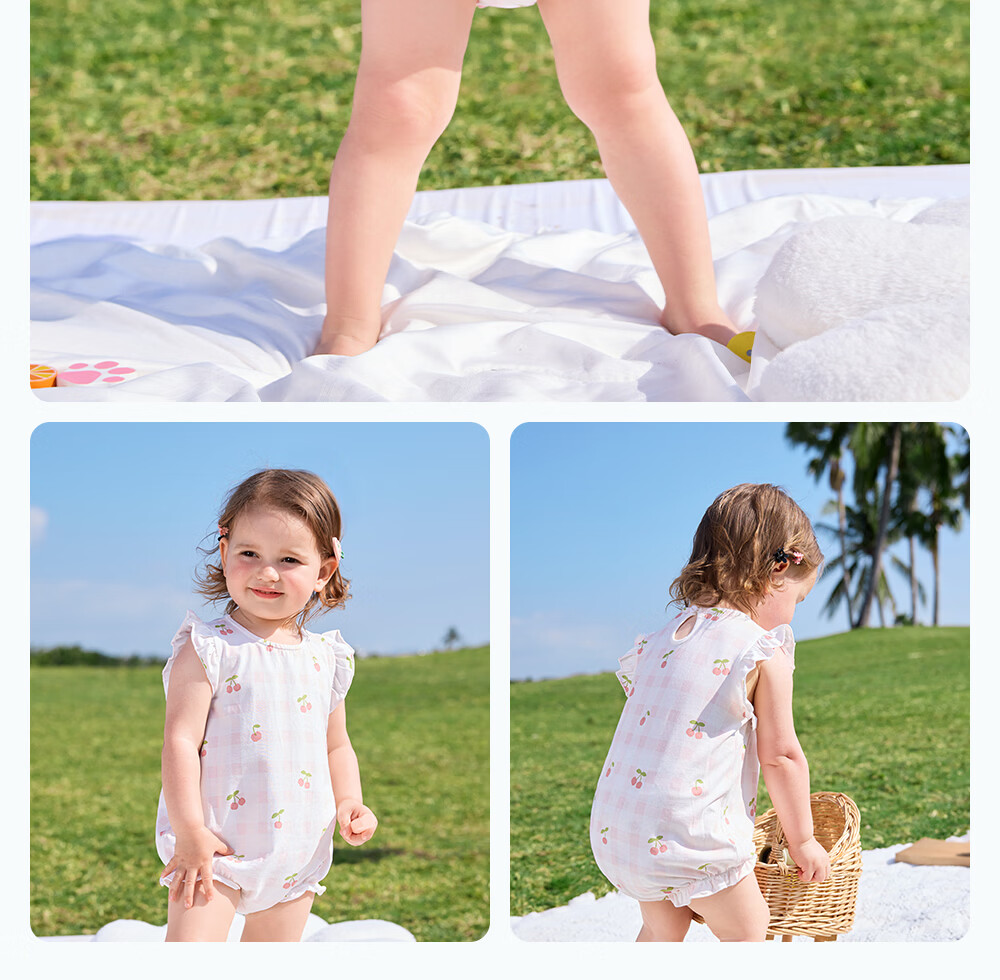 Betis Infant Romper Cute Triangle Summer Thin Modal Flutter Sleeve Bodysuit for Baby Girls 37