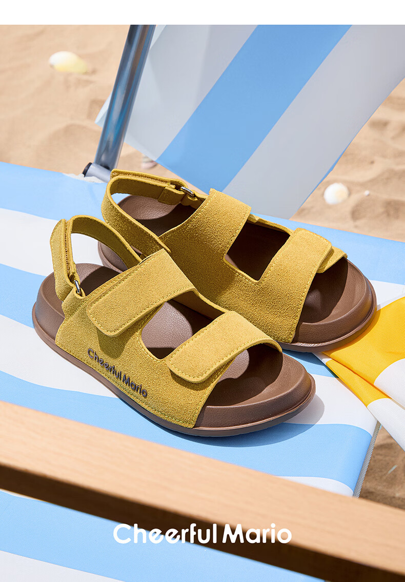 Cheerful Mario 2026 Summer New Girls' Sandals Kids Boys Soft Sole Breathable Outdoor Children Big Kids Beach Shoes 7
