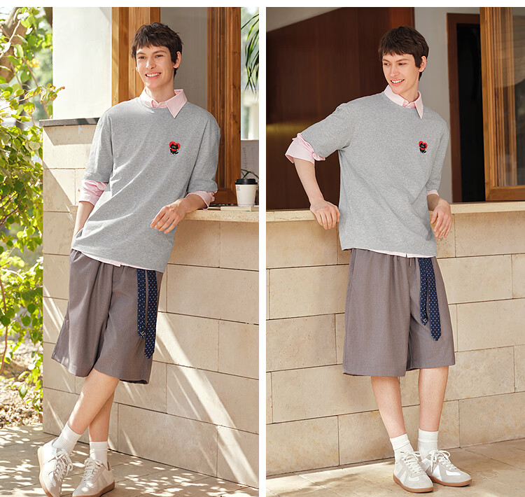 Semir Wang Anyu Collaboration BB Co-branded Embroidered Short Sleeve T-shirt Men Summer 2026 Base Shirt 109326100204 25