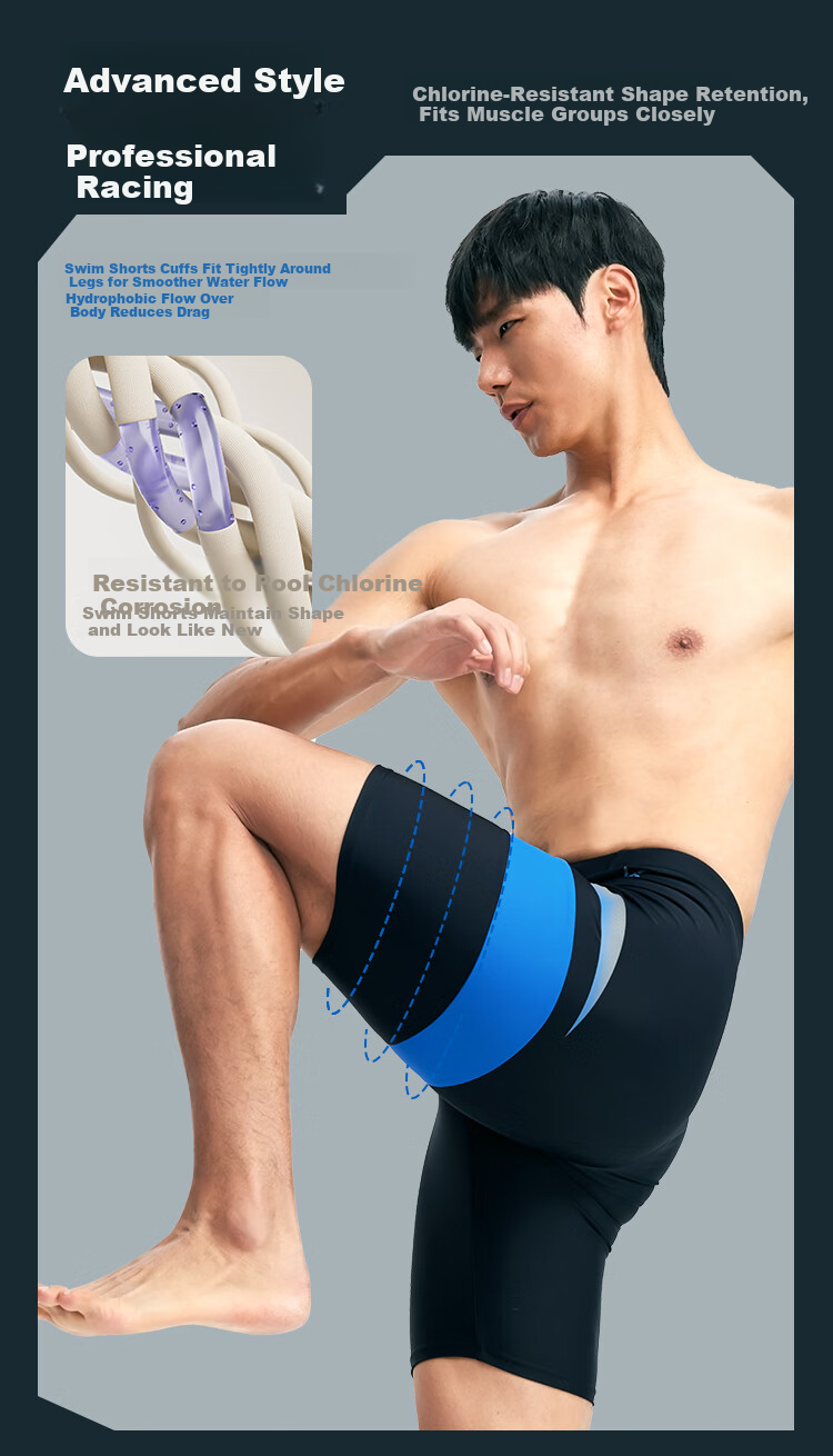 Keep Men's Fashion Patchwork Lycra Knee-Length Swim Trunks Black L 3