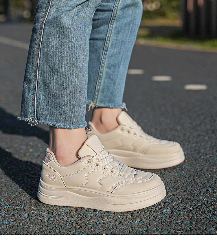 Warrior Women's Casual Sneakers Soft Thick Sole Commuter Sports Shoes WXY-Q551C Beige Deep Blue Size 39 1