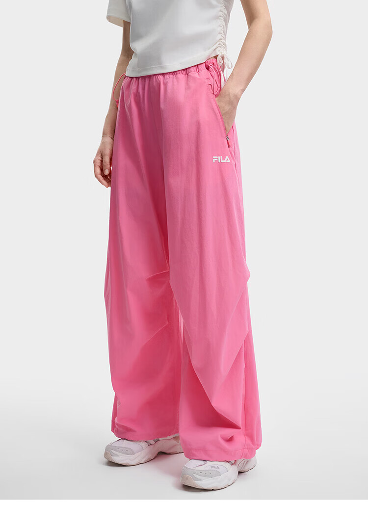 FILA Women's Woven Long Pants 2026 Summer Casual Loose Cool Sun-Protective Straight-Leg Trousers [Han So-hee Style] 40