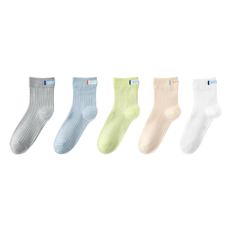 Free Style Boys' Summer Thin Breathable Sweat-Absorbing Odor-Resistant Mesh Mid-Calf Socks for Older Boys